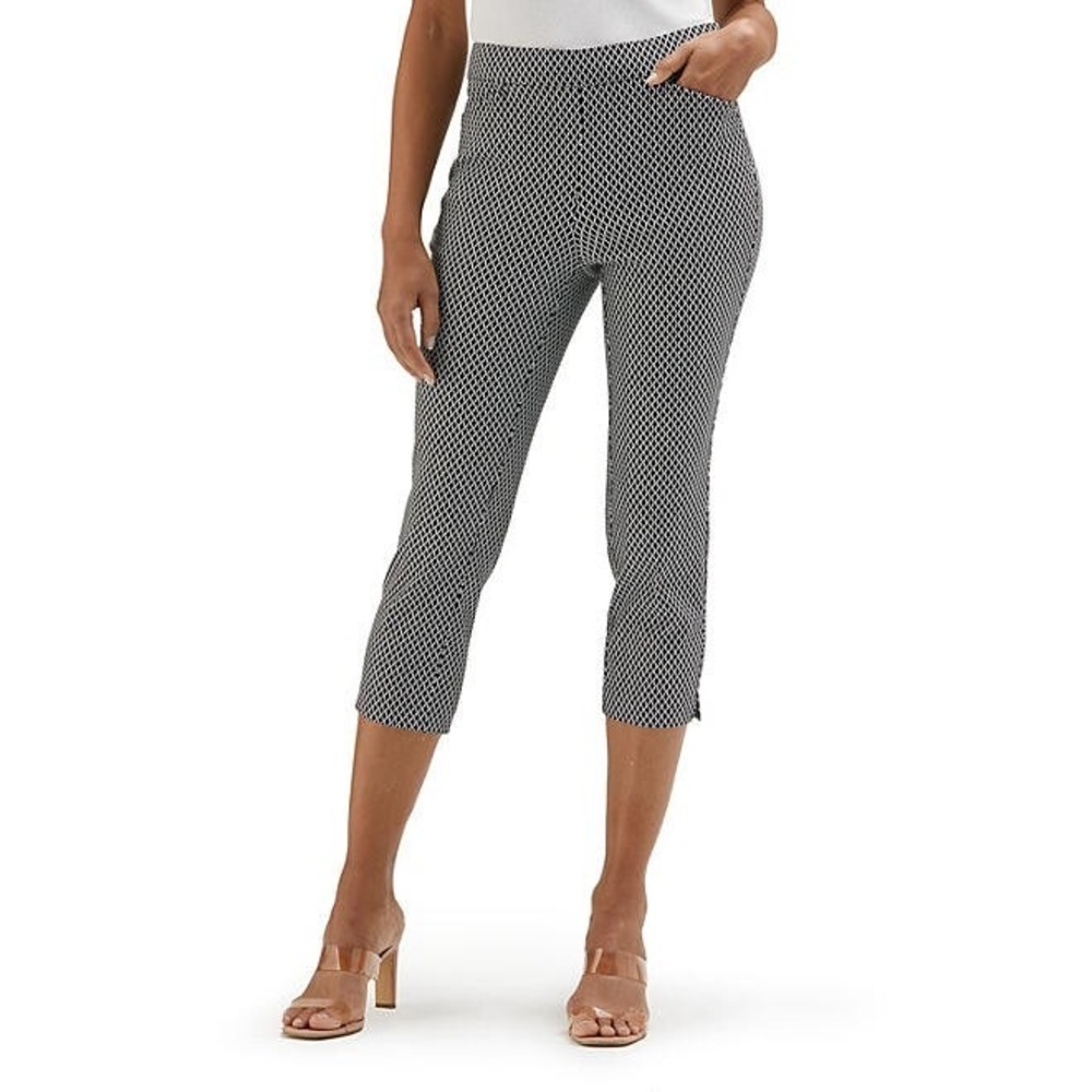 Rafaella Womens Stretch Capri Pants Spring Trellis Black Size 4